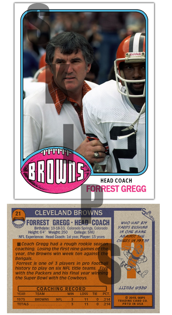 1976 STCC #21 Topps Forrest Gregg Cleveland Browns Hall of Fame