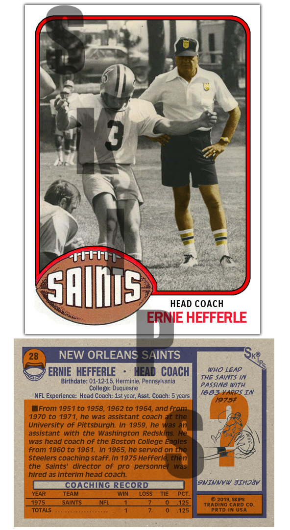 1976 STCC #28 Topps Ernie Hefferle New Orleans Saints