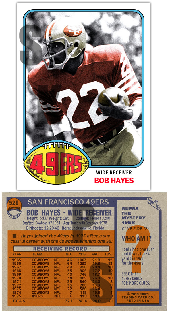 1976 STCC #529 Topps Bob Hayes San Francisco 49ers HOF