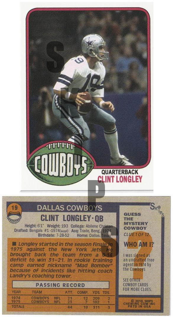 1976 STCC #19 Topps Clint Longley Dallas Cowboys