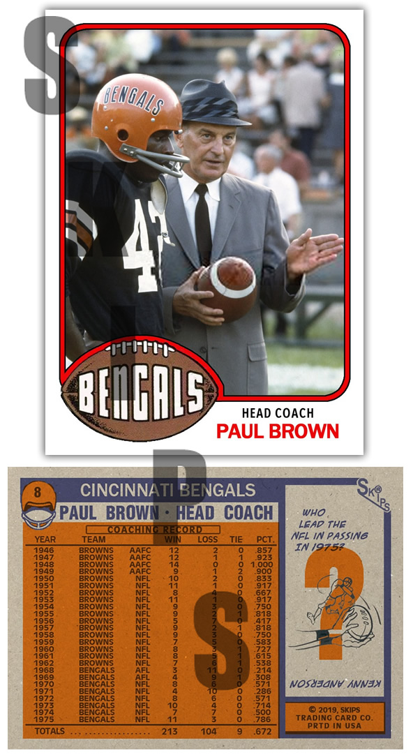 1976 STCC #8 Topps Paul Brown Cincinnati Bengals HOF