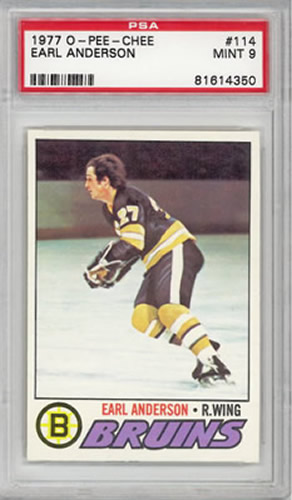 1977 O-Pee-Chee #114 Earl Anderson Boston Boston Bruins PSA 9
