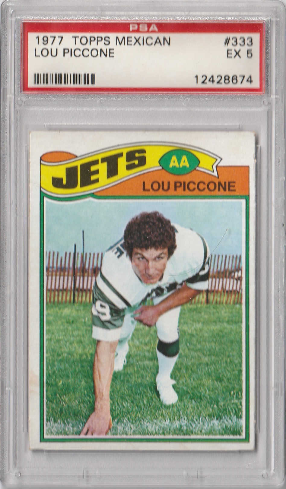 1977 Topps Mexican #333 LOU PICCONE New York Jets PSA 5