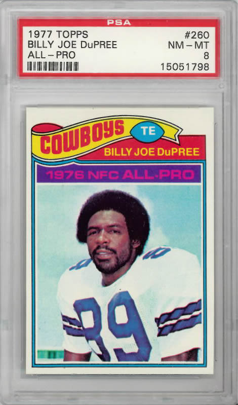 1977 Topps #260 Billy Joe Dupree Dallas Cowboys PSA 8
