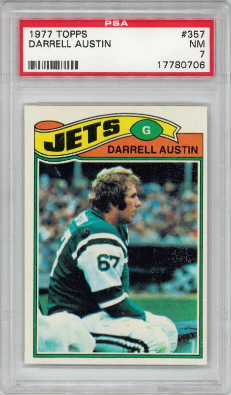 1977 Topps #357 Darrell Austin New York Jets PSA 7