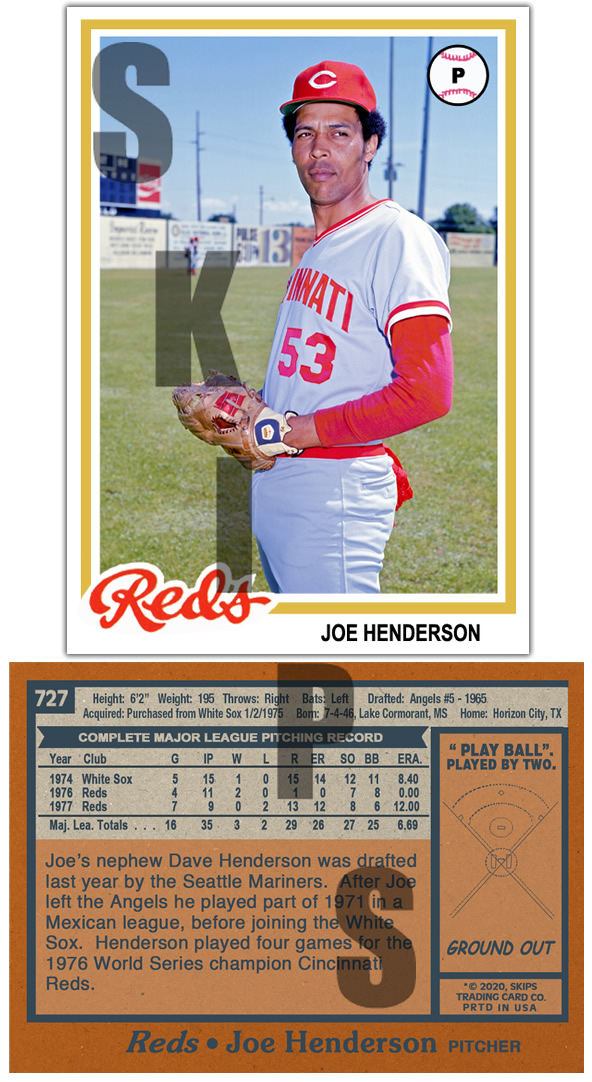 1978 STCC #727 Topps Joe Henderson Cincinnati Reds