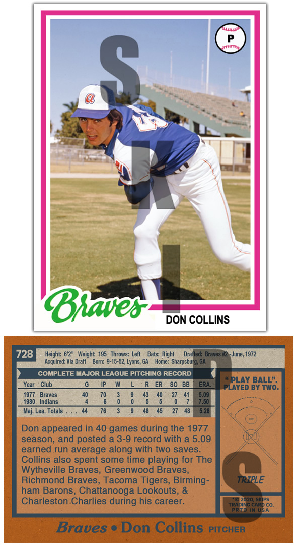 1978 STCC #728 Topps Don Collins Atlanta Braves