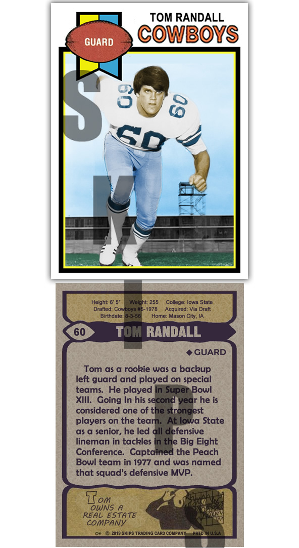 1979 STCC #60 Topps Tom Randall Dallas Cowboys Iowa State Cyclon