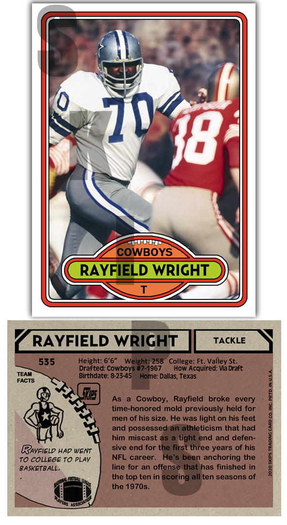 1980 STCC #535 Rayfield Wright Dallas Cowboys HOF