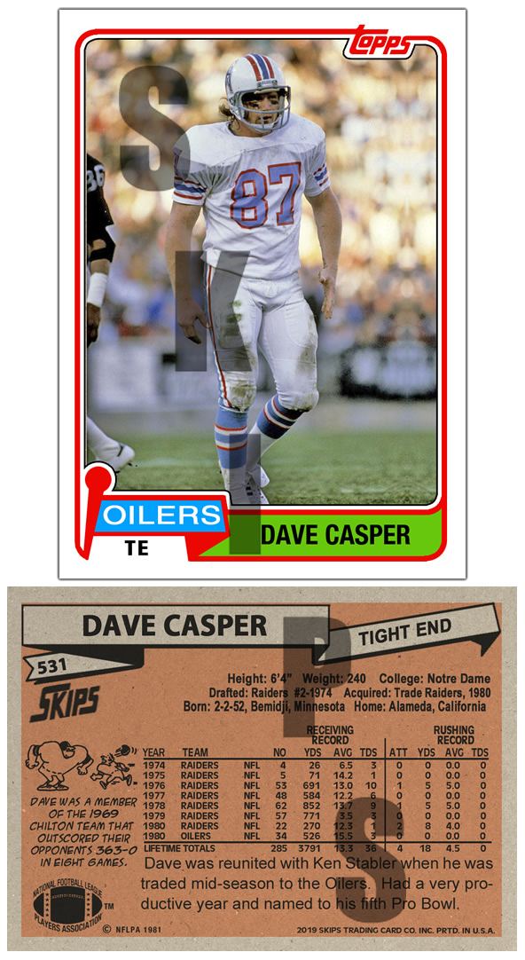 1981 STCC #531 Dave Casper Topps Houston Oilers Oakland Raiders