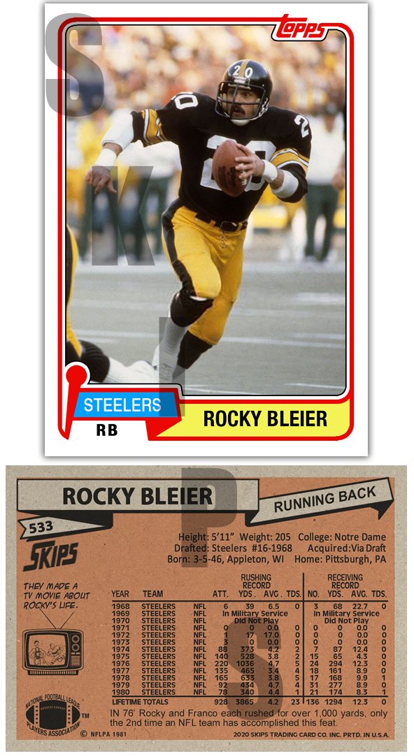 1981 STCC #533 Rocky Bleier Topps Pittsburgh Steelers Notre Dame