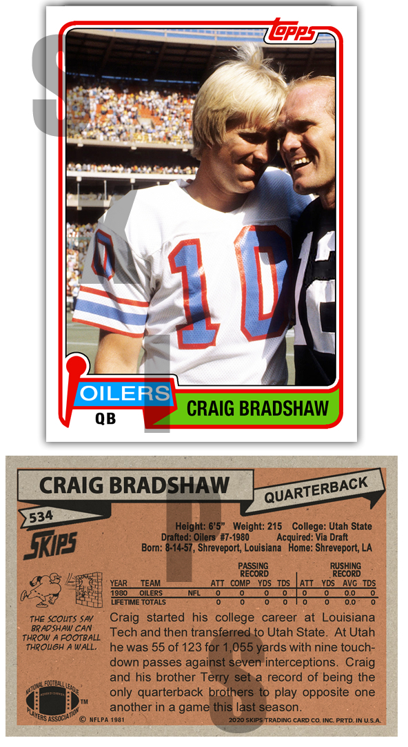 1981 STCC #534 Craig Bradshaw Topps Houston Oilers Terry Steeler