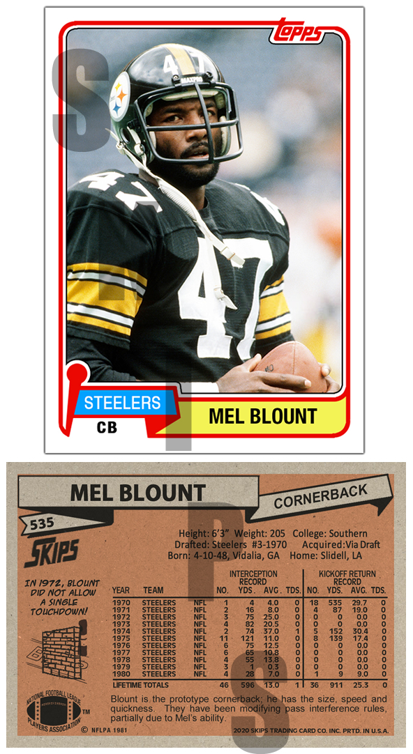1981 STCC #535 Mel Blount Topps  Pittsburgh Steelers HOF Custom