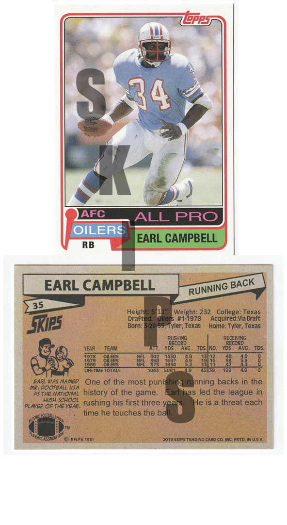 1981 STCC #35 Topps Earl Campbell Houston Oilers HOF
