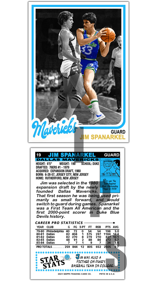 1981 SPCC #19 Jim Spanarkel Dallas Mavericks Duke