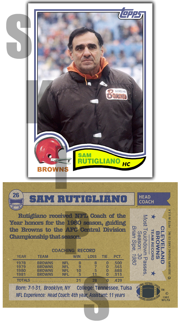 1982 STCC #26 Sam Rutigliano Topps Cleveland Browns coach
