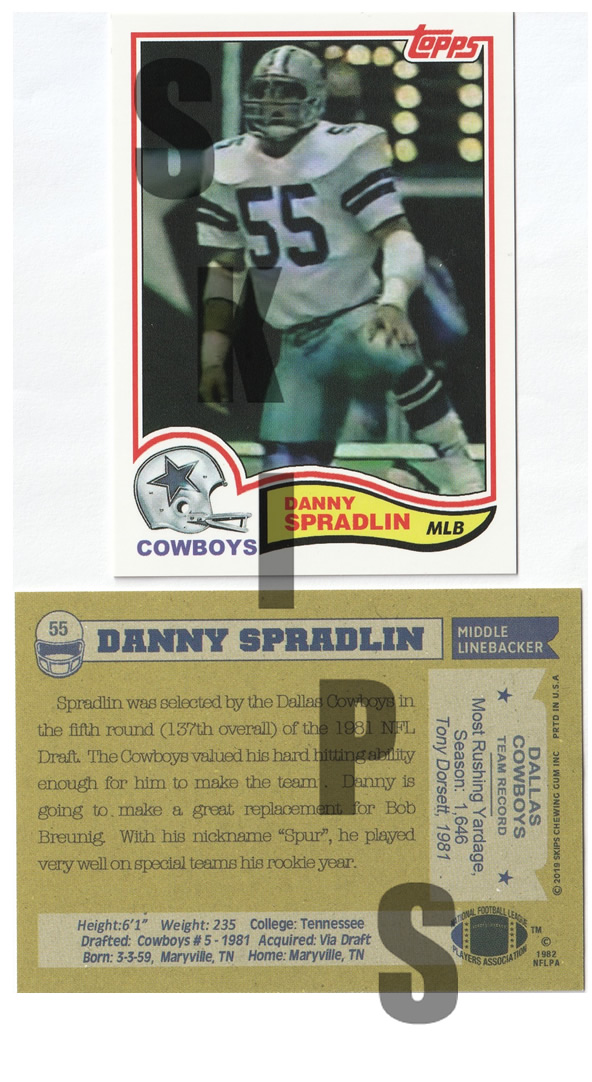 1982 STCC #55 Topps Danny Spradlin Dallas Cowboys
