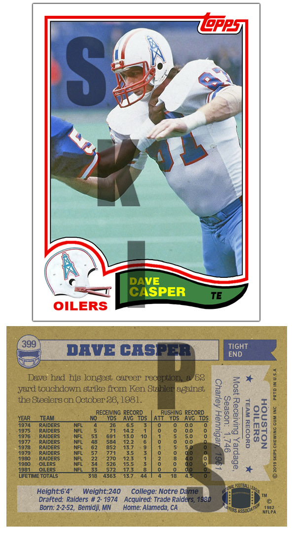 1982 STCC #399 Dave Casper Topps Houston Oilers Oakland Raiders