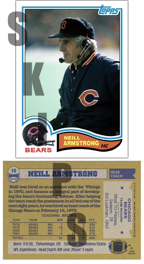 1982 STCC #10 Topps Neill Armstrong Chicago Bears HOF