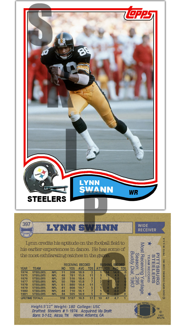 1982 STCC #397 Topps Lynn Swann Pittsburgh Steelers HOF