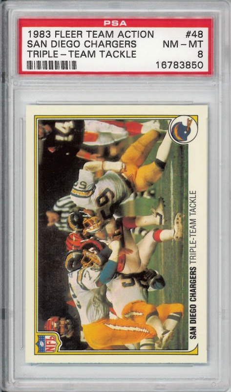 1983 Fleer Team Action #48 San Diego Chargers PSA 8