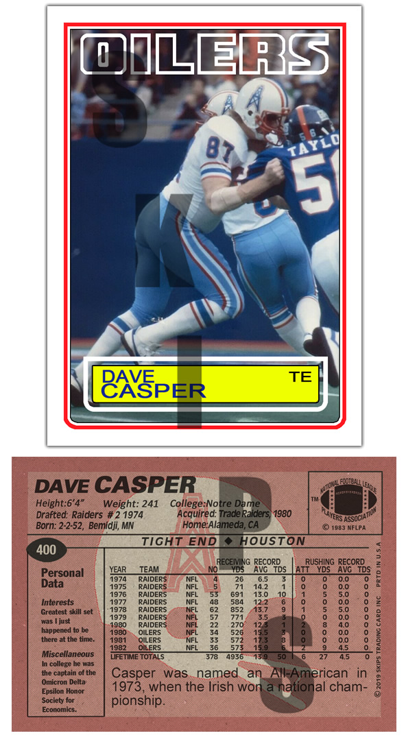 1983 STCC #400 Dave Casper Topps Houston Oilers Oakland Raiders