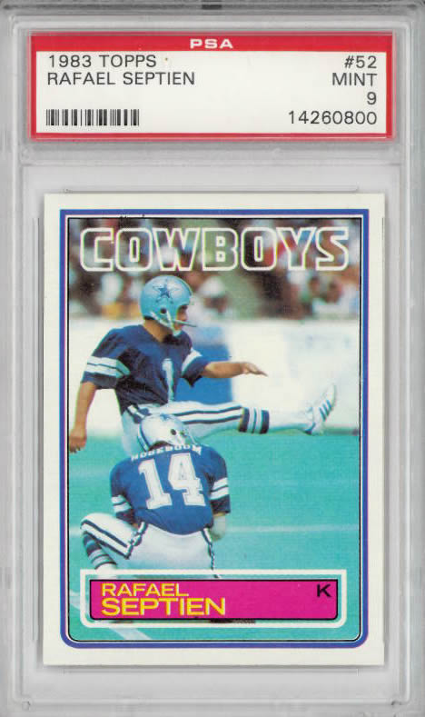 1983 Topps #52 Rafael Septien Dallas Cowboys PSA 9