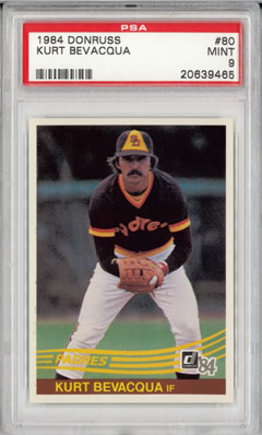 1984 Donruss #80 Kurt Bevacqua San Diego Padres PSA 9