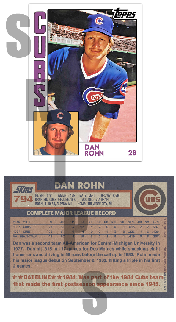 1984 STCC #794 Dan Rohn Chicago Cubs Custom