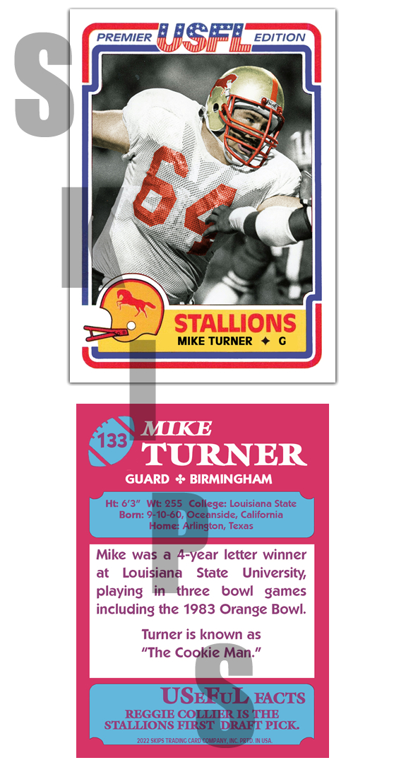 1984 STCC USFL #133 Mike Turner Topps Birmingham Stallions Louis