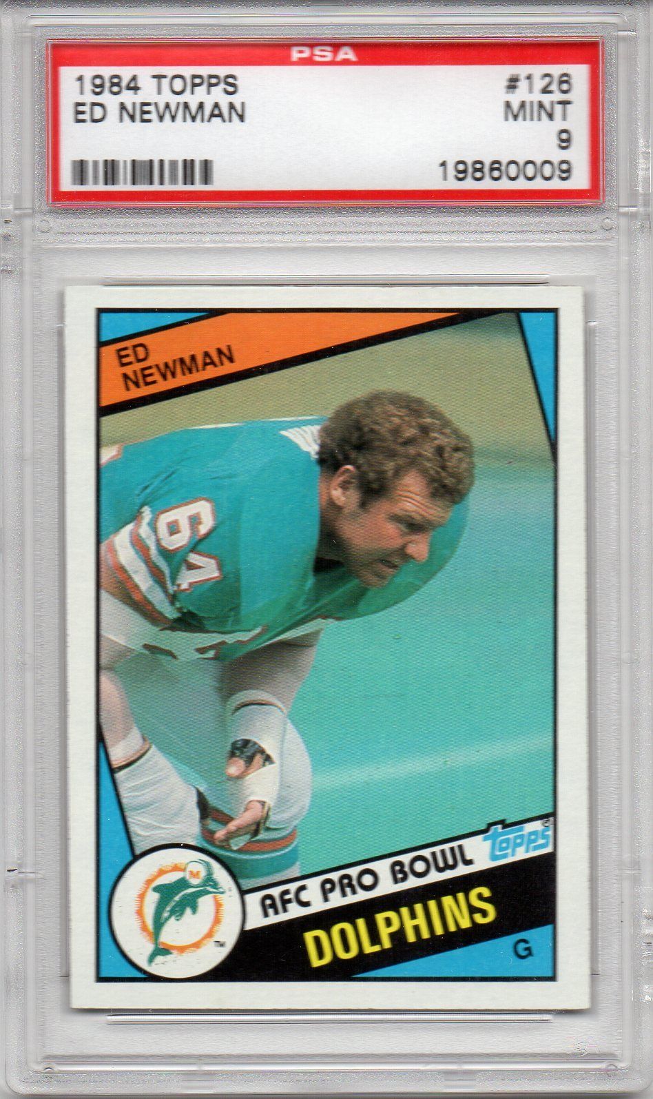 1984 Topps #126 Ed Newman Miami Dolphins PSA 9