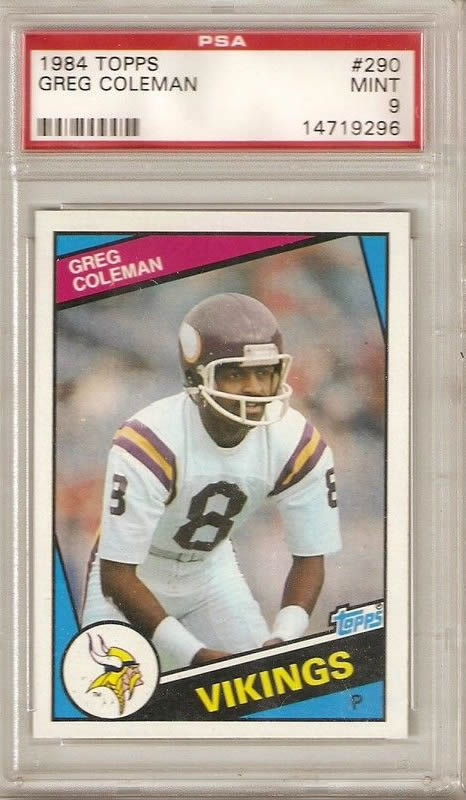 1984 Topps  #290 Greg Coleman Minnesota Vikings PSA 9