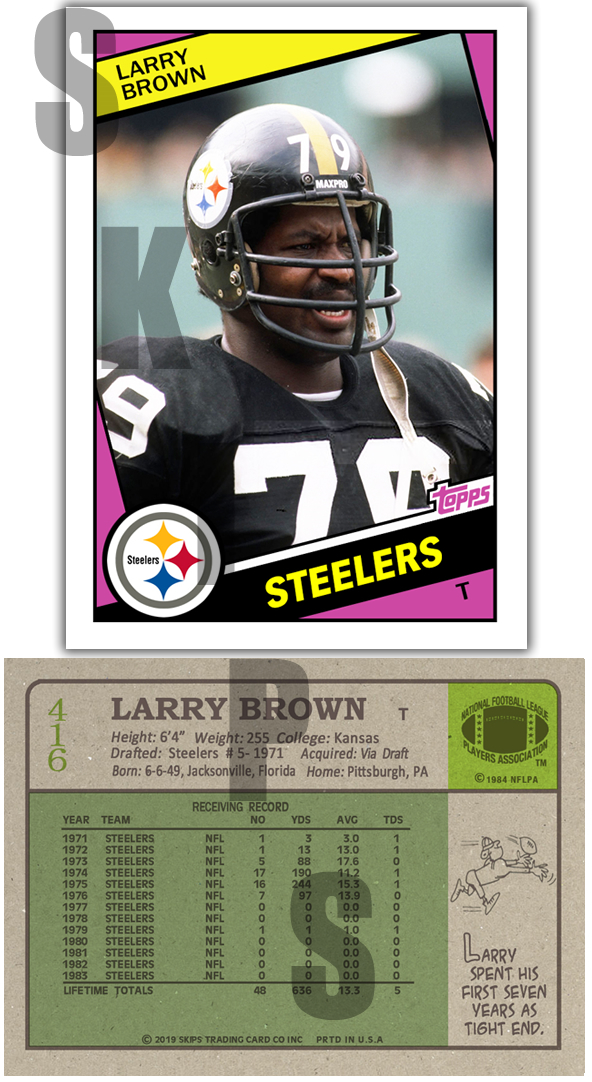 1984 STCC #416 Larry Brown Topps Pittsburgh Steelers HOF