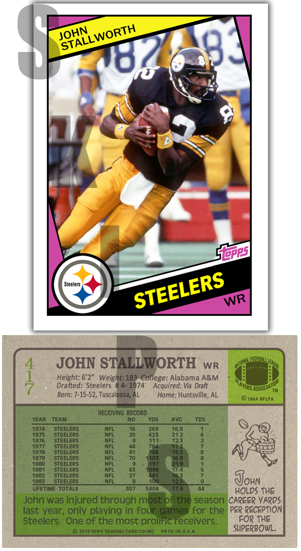1984 STCC #417 John Stallworth Topps Pittsburgh Steelers HOF