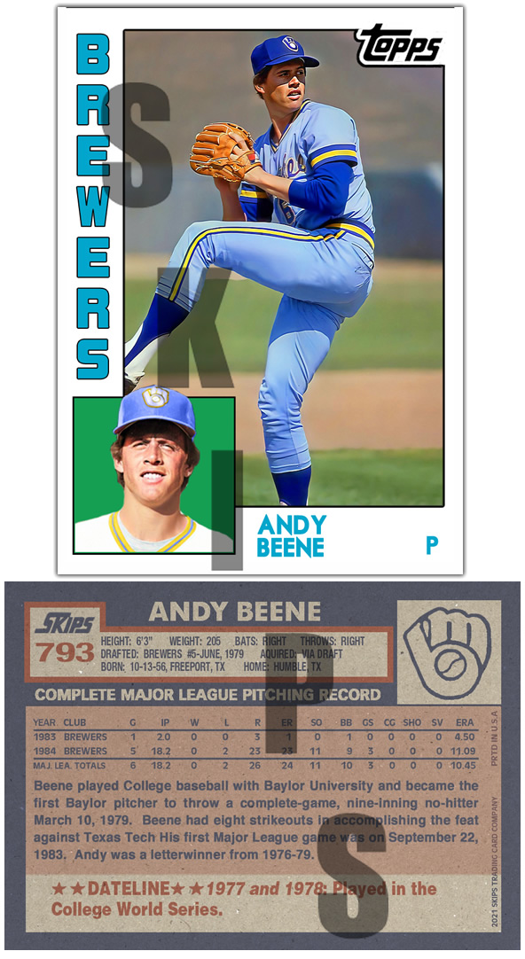 1984 STCC #793 Andy Beene Milwaukee Brewers Custom