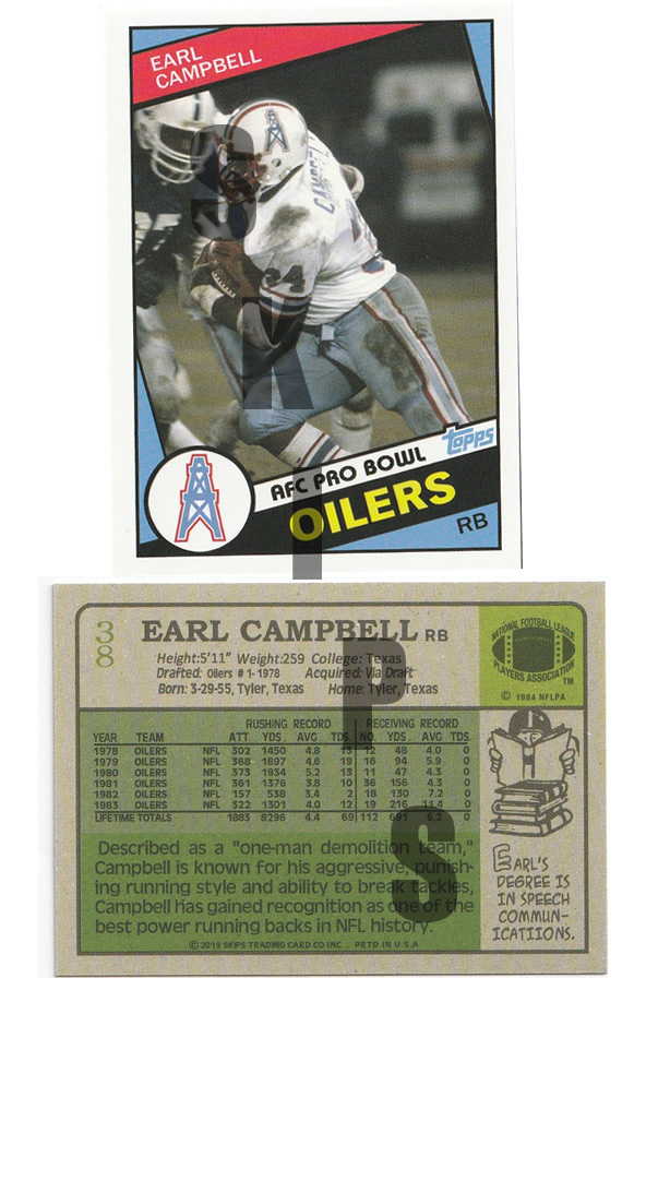 1984 STCC #38 Topps Earl Campbell Houston Oilers HOF
