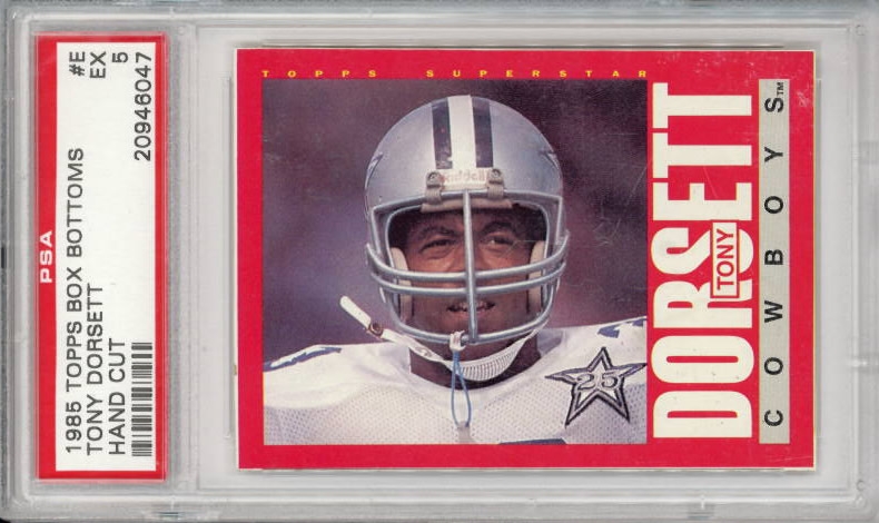 1985 Topps Box Bottoms #E Tony Dorsett Dallas Cowboys PSA 5