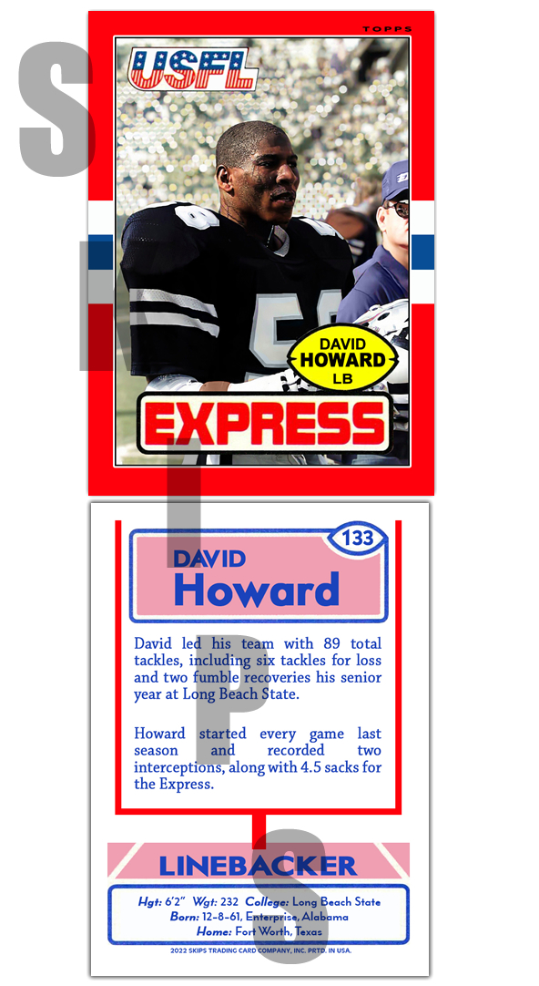 1985 STCC USFL #133 David Howard Topps L.A. Express Custom card