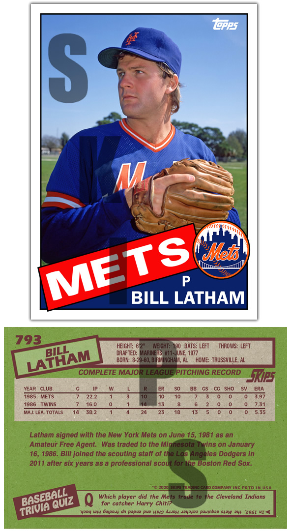 1985 STCC #793 Topps Bill Latham New York Mets