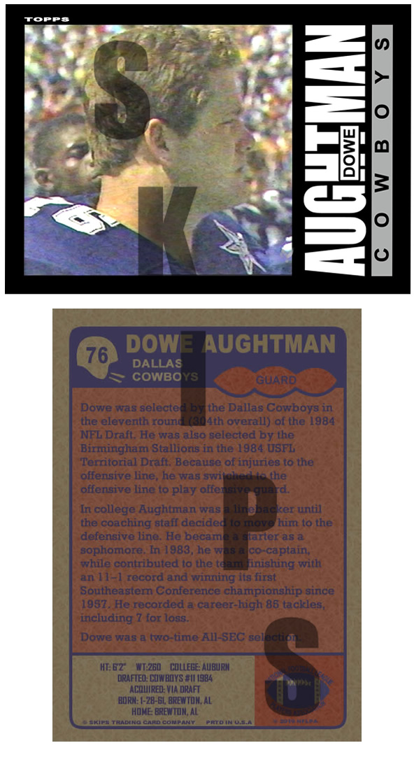 1985 STCC #76 Topps Dowe Aughtman Dallas Cowboys Auburn