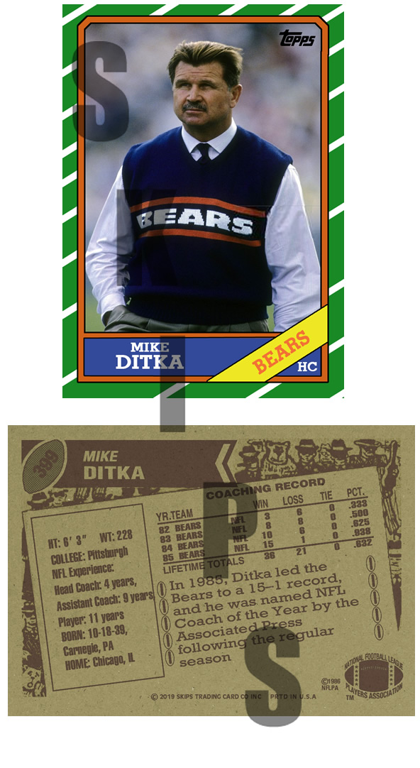 1986 STCC #399 Topps Mike Ditka Chicago Bears HOF