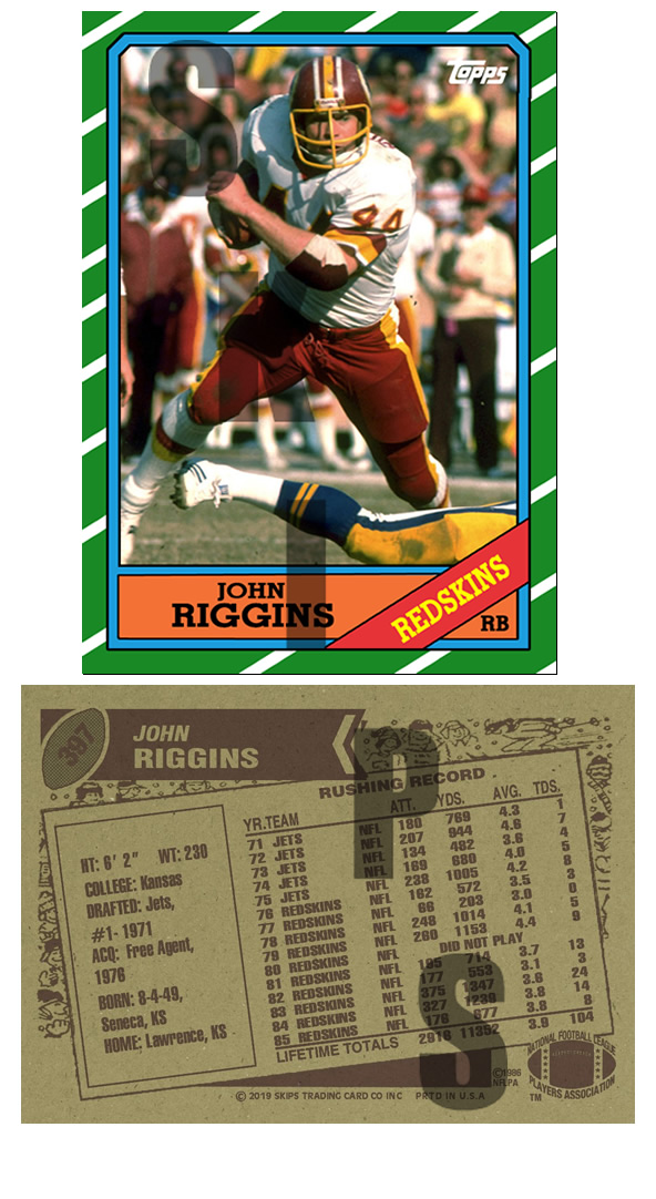 1986 STCC #397 Topps John Riggins Washington Redskins HOF