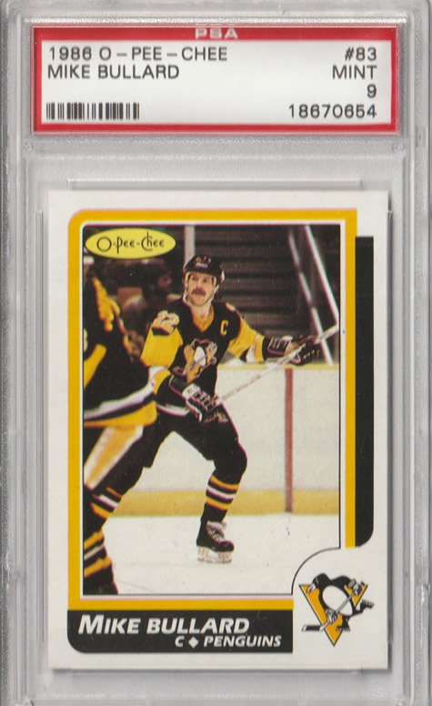 1986 O-Pee-Chee #83 Mike Bullard Pittsburgh Penguins PSA 9