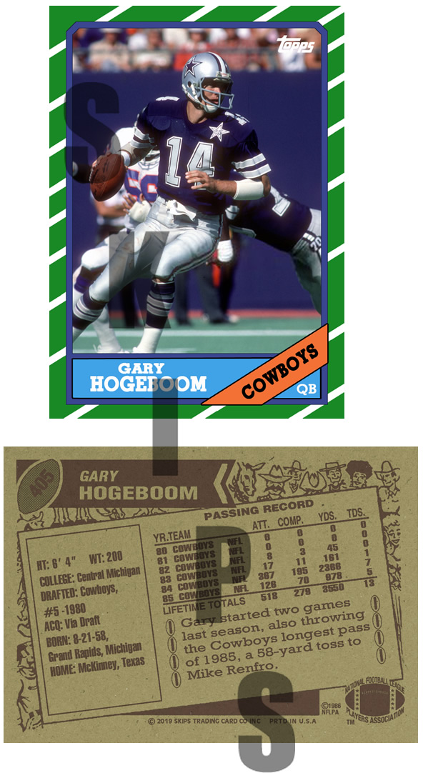 1986 STCC #405 Gary Hogeboom Dallas Cowboys