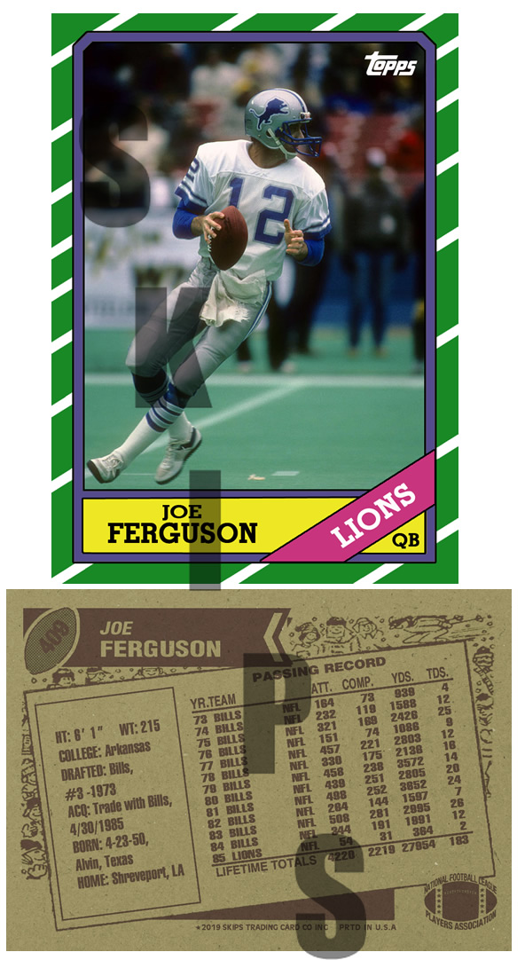 1986 STCC #409 Joe Ferguson Detroit Lions