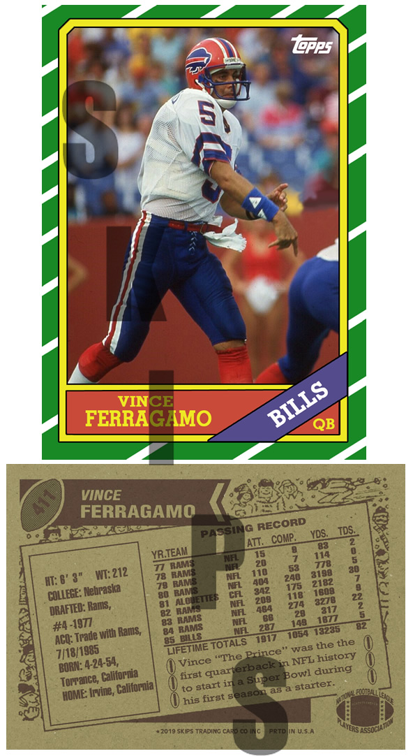 1986 STCC #411 Vince Ferragamo Buffalo Bills