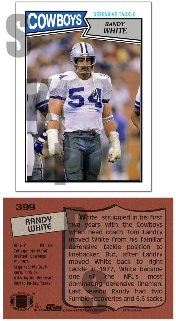 1987 STCC #399 Randy White Topps Dallas Cowboys Custom HOF