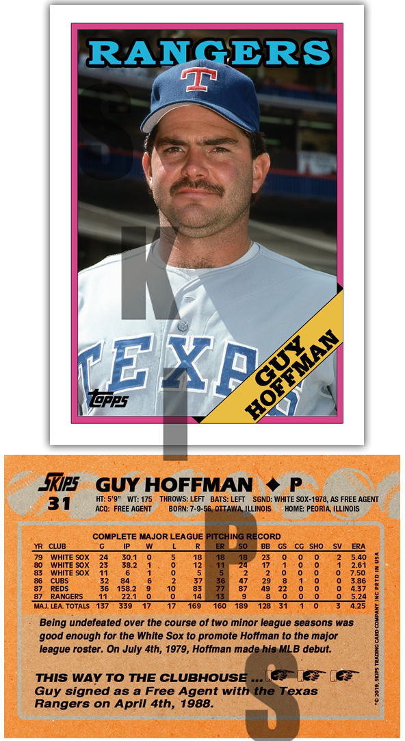 1988 STCC #31 Topps Guy Hoffman Texas Rangers