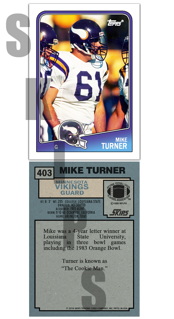 1988 STCC #403 Mike Turner Topps Minnesota Vikings Louisiana Sta
