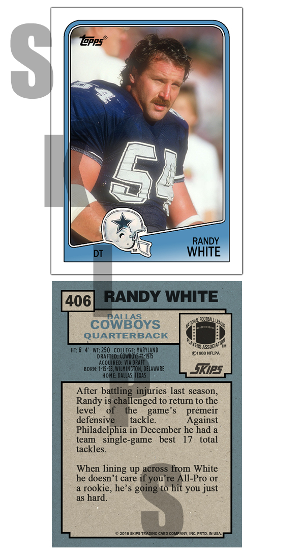 1988 STCC #406 Randy White Topps Dallas Cowboys Custom HOF